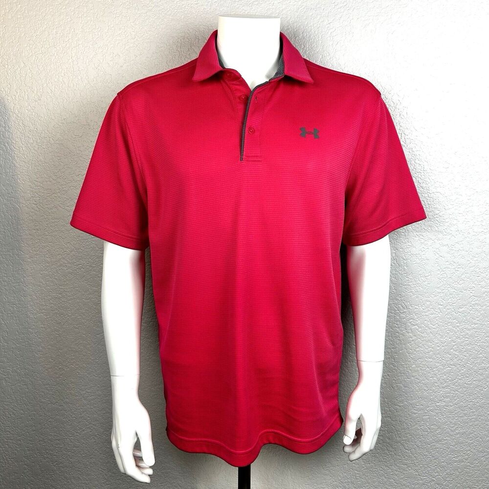 Under Armour Men's  Golf Polo Shirt Pink Short Sleeve